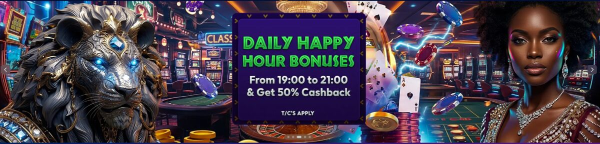 Daily Happy Hour Bonuses - 19:00 to 21:00, 50% Cashback